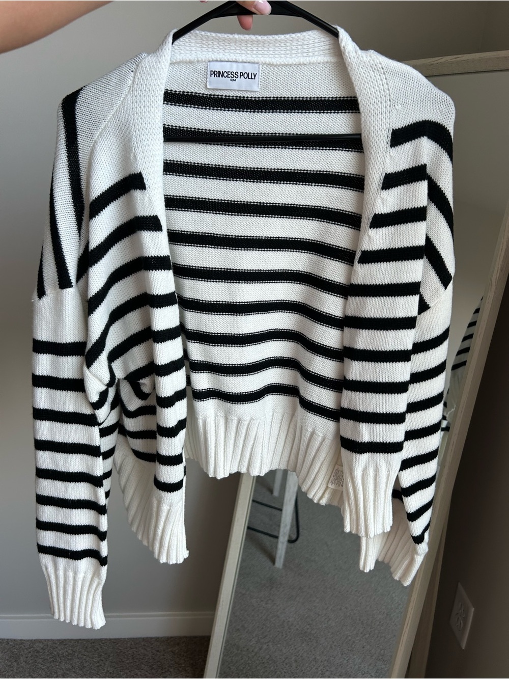 Princess Polly White and Black Striped Open Cardigan